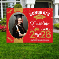 Personalized Graduation Yard Sign 2026 with Photo, 2026 Senior Grad Sign, Class of 2026, Custom Graduation 2026 Yard Sign with Metal H-Stake