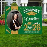 Personalized Graduation Yard Sign 2026 with Photo, 2026 Senior Grad Sign, Class of 2026, Custom Graduation 2026 Yard Sign with Metal H-Stake
