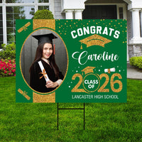 Personalized Graduation Yard Sign 2026 with Photo, 2026 Senior Grad Sign, Class of 2026, Custom Graduation 2026 Yard Sign with Metal H-Stake