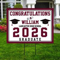 Custom Graduation Yard Sign 2026 - Coroplast Grad Sign, Class of 2026 Sign, High School College Graduation 2026 Yard Sign with Metal H-Stake