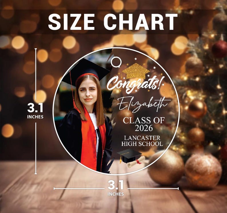 Congrats Graduation Photo Ornament, Personalized Class of 2026 Acrylic Ornament, Custom School Graduation Ornament, Graduation Gifts