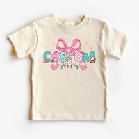 Personalized Coquette Christmas Shirt for Kids, Toddler Girl Name Alphabet Tee, Custom Holiday Shirt, Unisex Christmas Shirt, Cute Xmas Gift