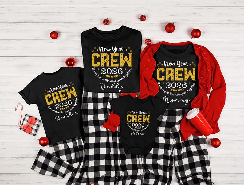 Custom 2026 New Year Family Crew Shirt, Matching Christmas Holiday Shirt, Personalized Family Tee
