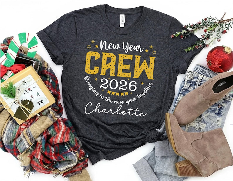 Custom 2026 New Year Family Crew Shirt, Matching Christmas Holiday Shirt, Personalized Family Tee