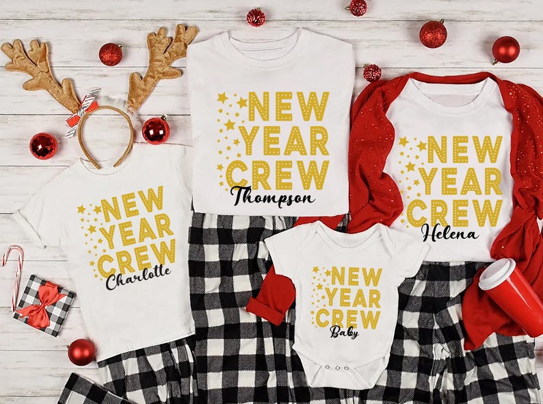 Personalized New Year Crew Shirt, Family Matching Shirt, Custom New Year Tee