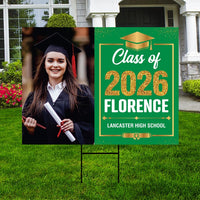 Personalized Graduation Yard Sign 2026 with Photo, 2026 Senior Grad Sign, Class of 2026, Custom Graduation 2026 Yard Sign with Metal H-Stake
