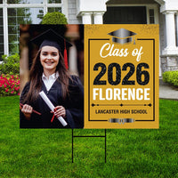 Personalized Graduation Yard Sign 2026 with Photo, 2026 Senior Grad Sign, Class of 2026, Custom Graduation 2026 Yard Sign with Metal H-Stake