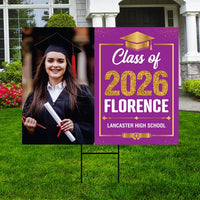 Personalized Graduation Yard Sign 2026 with Photo, 2026 Senior Grad Sign, Class of 2026, Custom Graduation 2026 Yard Sign with Metal H-Stake