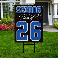 Senior Graduation Yard Sign 2026 - Coroplast Grad Sign, Class Of 2026 Seniors 26 Sign, Graduation 2026 Yard Sign with Metal H-Stake