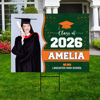 Personalized Graduation Yard Sign 2026 with Photo, 2026 Senior Grad Sign, Class of 2026, Custom Graduation 2026 Yard Sign with Metal H-Stake