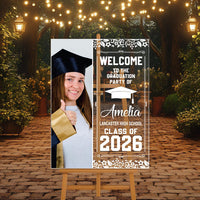 Personalized Graduation Welcome Sign, Custom Class of 2026 Party Sign with Photo, Graduation 2026 Decor, Congrats Grad Sign, Senior 26 Party