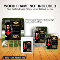 Personalized Graduation Welcome Sign, Custom Class of 2026 Party Sign with Photo, Graduation 2026 Decor, Congrats Grad Sign, Senior 26 Party
