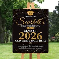Custom Congrats Graduation Welcome Sign, Personalized Class of 2026 Graduate High School Senior Foamcore Sign, Custom Color Grad Party Sign
