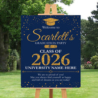Custom Congrats Graduation Welcome Sign, Personalized Class of 2026 Graduate High School Senior Foamcore Sign, Custom Color Grad Party Sign