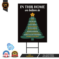 No Kings In America Yard Sign, In This Home We Believe, Anti-Trump Sign, FDT Winter Christmas, Resist Fascism Yard Sign with Metal H-Stake