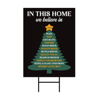 No Kings In America Yard Sign, In This Home We Believe, Anti-Trump Sign, FDT Winter Christmas, Resist Fascism Yard Sign with Metal H-Stake