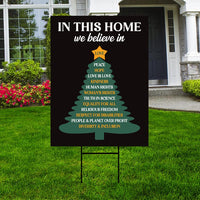 No Kings In America Yard Sign, In This Home We Believe, Anti-Trump Sign, FDT Winter Christmas, Resist Fascism Yard Sign with Metal H-Stake