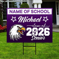 Personalized Graduation Yard Sign 2026 with Mascot 2026 Senior Grad Sign, Class of 2026, Custom Graduation 2026 Yard Sign with Metal H-Stake