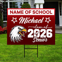 Personalized Graduation Yard Sign 2026 with Mascot 2026 Senior Grad Sign, Class of 2026, Custom Graduation 2026 Yard Sign with Metal H-Stake