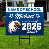 Personalized Graduation Yard Sign 2026 with Mascot 2026 Senior Grad Sign, Class of 2026, Custom Graduation 2026 Yard Sign with Metal H-Stake