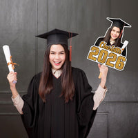 Custom Face Fans With Wooden Handle, Graduation Head, Grad Face Fans, Class of 2026 Head Fans, Graduation Faces on a Stick