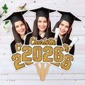 Custom Face Fans With Wooden Handle, Graduation Head, Grad Face Fans, Class of 2026 Head Fans, Graduation Faces on a Stick
