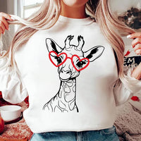 Giraffe Valentine Sweatshirt, Cute Valentine's Day Tee, Women Valentine Gift, Love Giraffe Sweatshirt