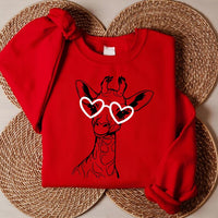 Giraffe Valentine Sweatshirt, Cute Valentine's Day Tee, Women Valentine Gift, Love Giraffe Sweatshirt