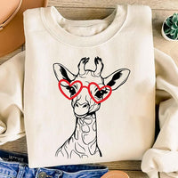 Giraffe Valentine Sweatshirt, Cute Valentine's Day Tee, Women Valentine Gift, Love Giraffe Sweatshirt