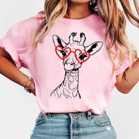 Giraffe Valentine Shirt, Cute Valentine's Day Tee, Women Valentine Gift, Love Giraffe Shirt