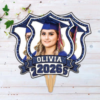 Custom Face Fans With Wooden Handle, Graduation Head, Grad Face Fans, Class of 2026 Head Fans, Graduation Faces on a Stick
