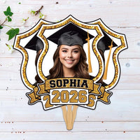 Custom Face Fans With Wooden Handle, Graduation Head, Grad Face Fans, Class of 2026 Head Fans, Graduation Faces on a Stick