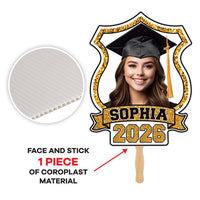 Custom Face Fans With Wooden Handle, Graduation Head, Grad Face Fans, Class of 2026 Head Fans, Graduation Faces on a Stick