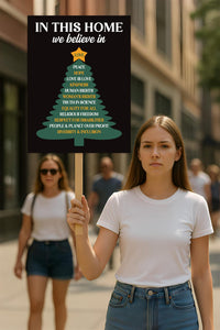 No Kings In America Protest Sign, We Believe, Anti-Trump, FDT Winter Christmas Holiday Poster, Rally Sign, Resist Fascism Protest Poster