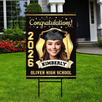 Personalized Graduation Yard Sign 2026 with Photo - Grad Sign, Class of 2026, Custom Graduation 2026 Yard Sign with Metal H-Stake