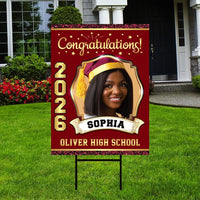 Personalized Graduation Yard Sign 2026 with Photo - Grad Sign, Class of 2026, Custom Graduation 2026 Yard Sign with Metal H-Stake