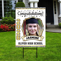 Personalized Graduation Yard Sign 2026 with Photo - Grad Sign, Class of 2026, Custom Graduation 2026 Yard Sign with Metal H-Stake