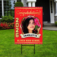 Personalized Graduation Yard Sign 2026 with Photo - Grad Sign, Class of 2026, Custom Graduation 2026 Yard Sign with Metal H-Stake