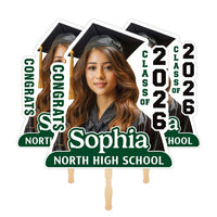 Custom Face Fans With Wooden Handle, Graduation Head, Grad Face Fans, Class of 2026 Head Fans, Graduation Faces on a Stick
