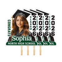 Custom Face Fans With Wooden Handle, Graduation Head, Grad Face Fans, Class of 2026 Head Fans, Graduation Faces on a Stick