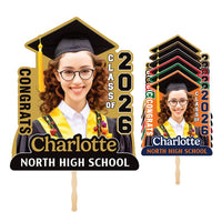 Custom Face Fans With Wooden Handle, Graduation Head, Grad Face Fans, Class of 2026 Head Fans, Graduation Faces on a Stick