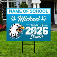 Personalized Graduation Yard Sign 2026 with Mascot 2026 Senior Grad Sign, Class of 2026, Custom Graduation 2026 Yard Sign with Metal H-Stake