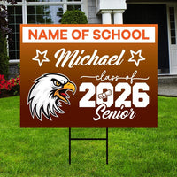 Personalized Graduation Yard Sign 2026 with Mascot 2026 Senior Grad Sign, Class of 2026, Custom Graduation 2026 Yard Sign with Metal H-Stake