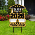 Graduation Yard Sign 2026 - Coroplast Grad Sign, Class of 2026 Sign, Graduation 2026 Yard Sign with Metal H-Stake
