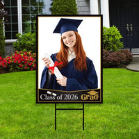 Personalized Graduation Yard Sign 2026 with Photo - Grad Sign, Class of 2026, Custom Graduation 2026 Yard Sign with Metal H-Stake