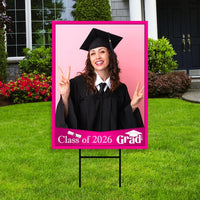 Personalized Graduation Yard Sign 2026 with Photo - Grad Sign, Class of 2026, Custom Graduation 2026 Yard Sign with Metal H-Stake
