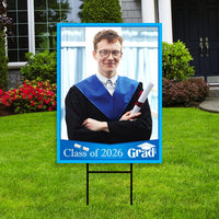 Personalized Graduation Yard Sign 2026 with Photo - Grad Sign, Class of 2026, Custom Graduation 2026 Yard Sign with Metal H-Stake