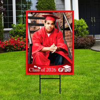 Personalized Graduation Yard Sign 2026 with Photo - Grad Sign, Class of 2026, Custom Graduation 2026 Yard Sign with Metal H-Stake
