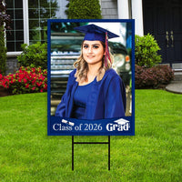Personalized Graduation Yard Sign 2026 with Photo - Grad Sign, Class of 2026, Custom Graduation 2026 Yard Sign with Metal H-Stake