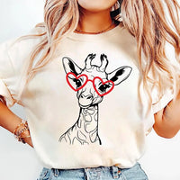 Giraffe Valentine Shirt, Cute Valentine's Day Tee, Women Valentine Gift, Love Giraffe Shirt